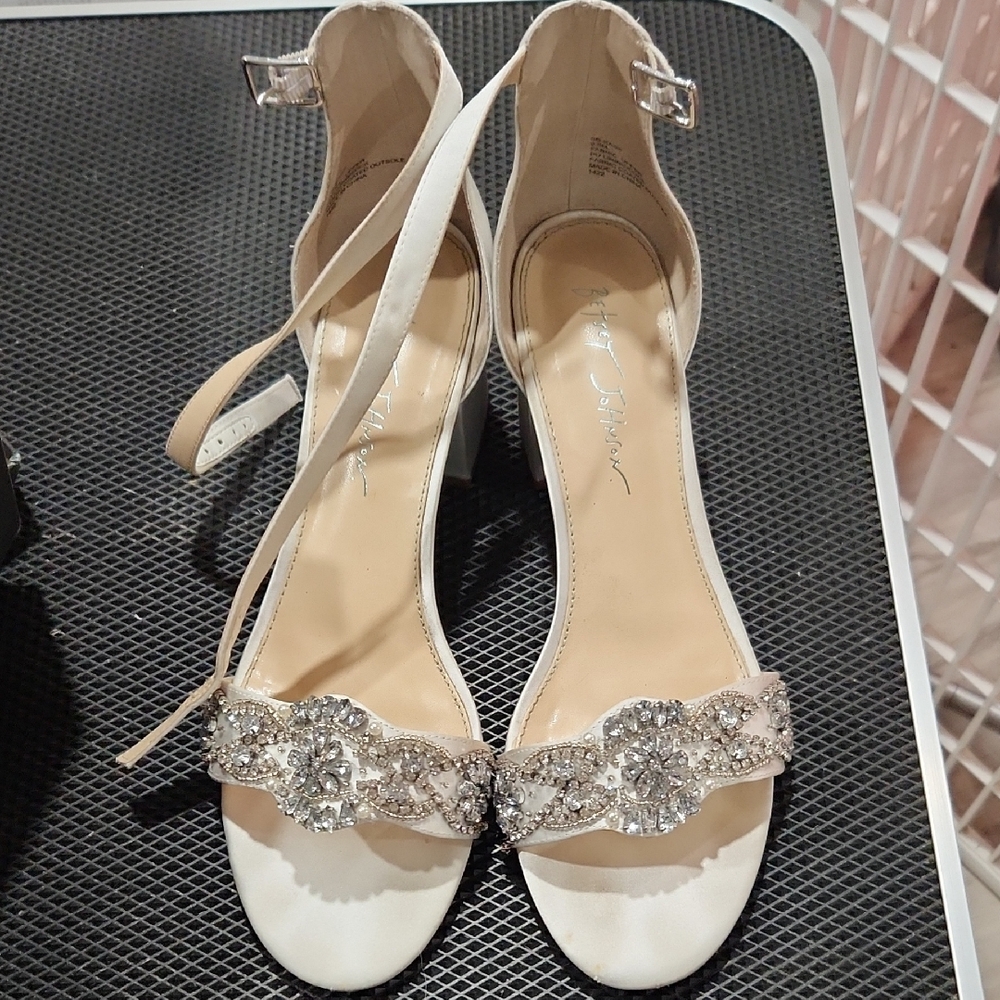 Betsey Johnson Silver Heels with Embellishments